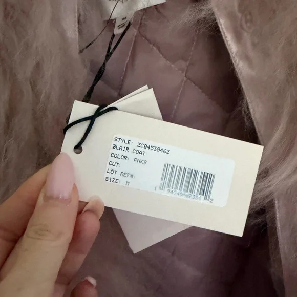 NWT Cinq a sept Blair baby pink Mongolian fur coat - Picture 8 of 10